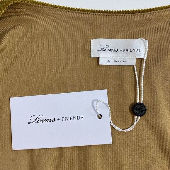 Lovers + Friends Wrap Dress Women's XS Gold Belted Corduroy Ribbed Revolve NEW - Picture 12 of 14